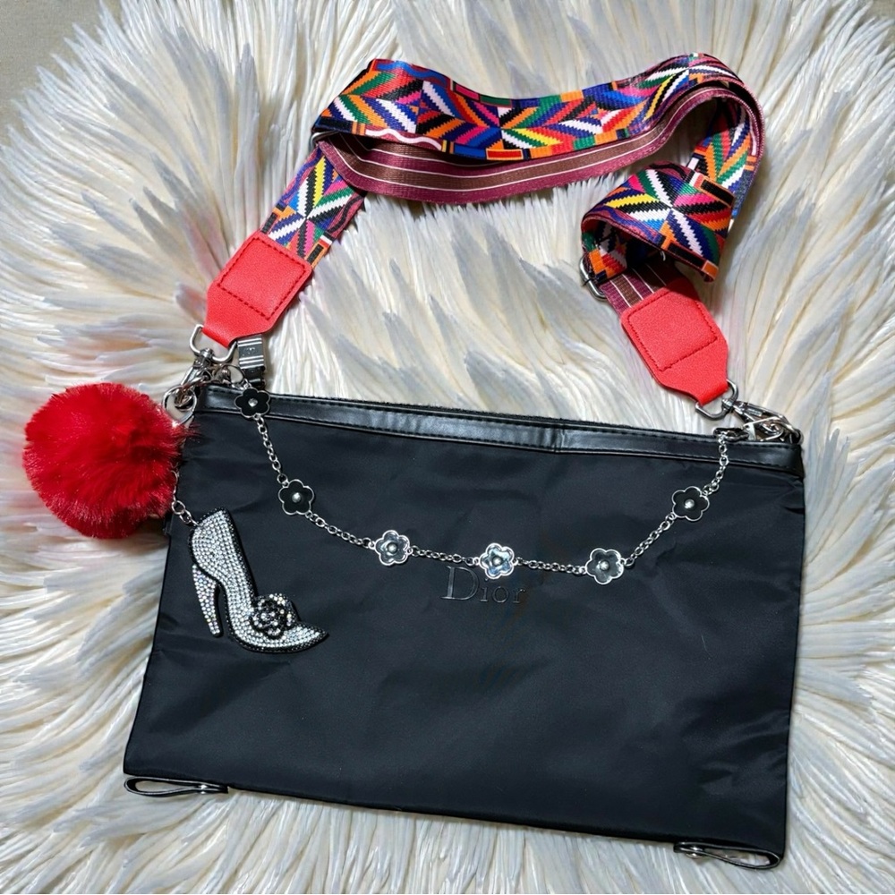 Dior Black Beaute Bag with Unbranded Crossbody Strap. New